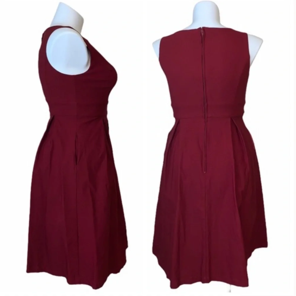 Modcloth Always Polished burgundy fit flare dress - Picture 3 of 5